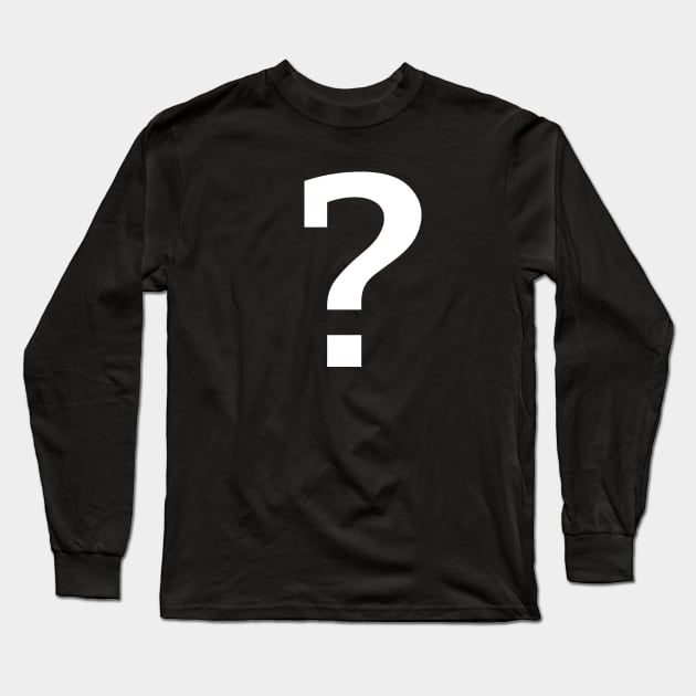 Minimal Typography Question Mark in White Long Sleeve T-Shirt by ellenhenryart